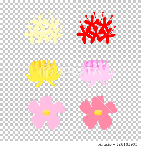 各種秋花的插圖 128181903
