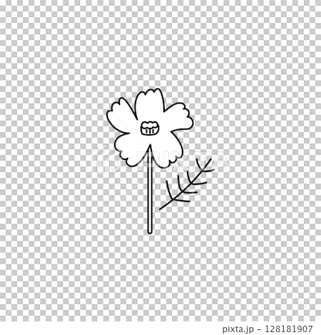 シンプルなコスモスの花のイラスト 128181907