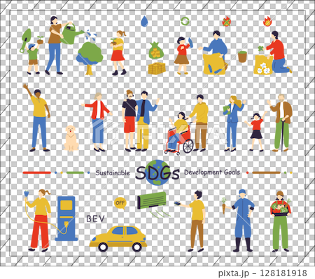 SDGs Sustainable Society Character Illustration Collection 128181918