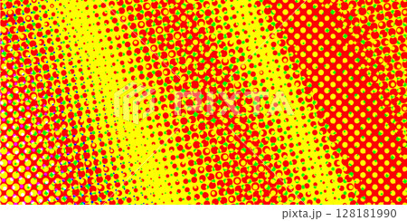 網点　カラーハーフトーン　グラデーション　オレンジ　背景 128181990