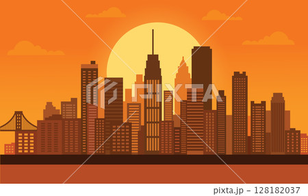 City Buildings Stand Still as Soft Evening Light Quietly Across the Urban Landscape City Buildings Stand Still as Soft Evening Light Quietly Across the Urban Landscape 128182037