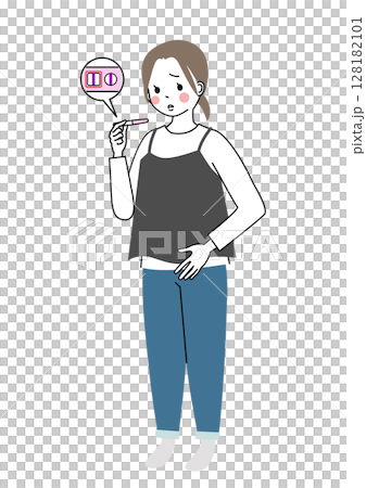 妊娠がわかって困った顔をしている女性 妊娠がわかって困った顔をしている女性 128182101