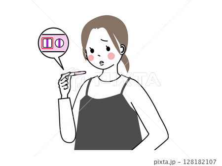 妊娠が判明して困った顔をしている女性 妊娠が判明して困った顔をしている女性 128182107