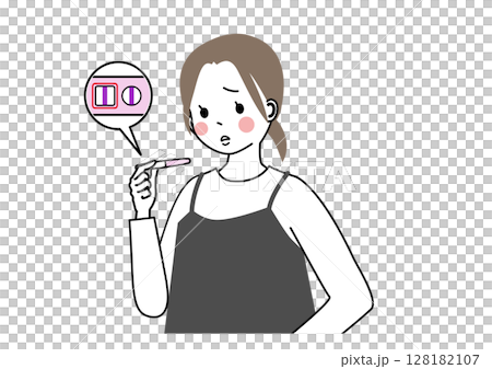 妊娠が判明して困った顔をしている女性 妊娠が判明して困った顔をしている女性 128182107