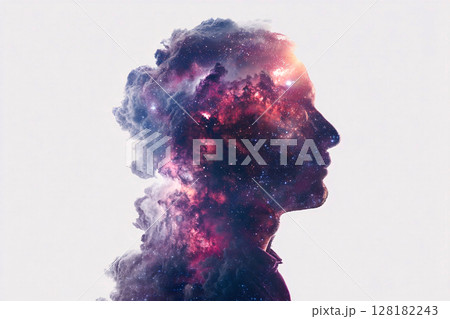 human silhouette filled with cosmic nebula,...のイラスト素材 [128182243] - PIXTA