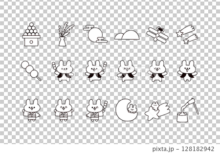 Moon viewing icon set 128182942