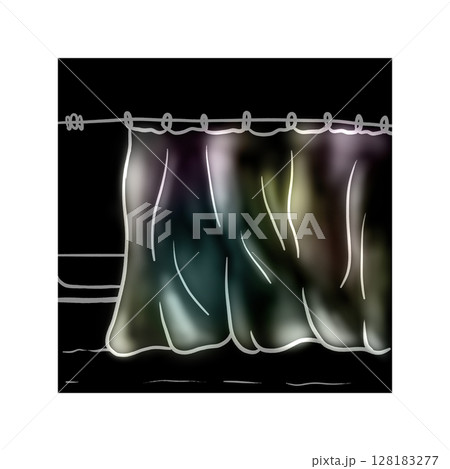 Transparent shower curtain in black backgorund 128183277