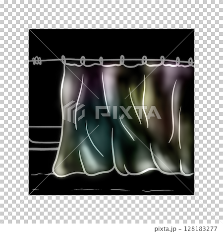 Transparent shower curtain in black backgorund 128183277