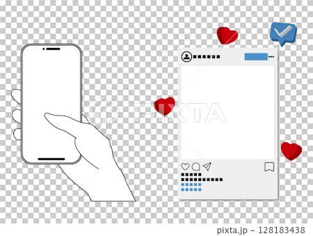 智慧型手機和SNS螢幕 128183438