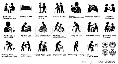 医療・福祉・介護のピクトグラムセット、Medical and Welfare Pictogram I 128183639