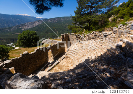 Remains of ancient odeon in Lycian settlement of Arycanda, Turkey Remains of ancient odeon in Lycian settlement of Arycanda, Turkey 128183793