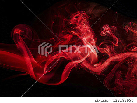 赤い煙が舞う　黒背景 128183950