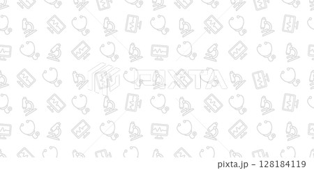 医療アイコンのシームレスパターン・背景素材 医療アイコンのシームレスパターン・背景素材 128184119