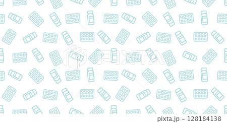医療アイコンのシームレスパターン・背景素材 128184138