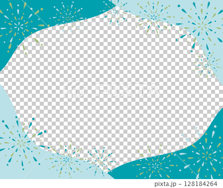 Fireworks frame green and light blue Fireworks frame green and light blue 128184264