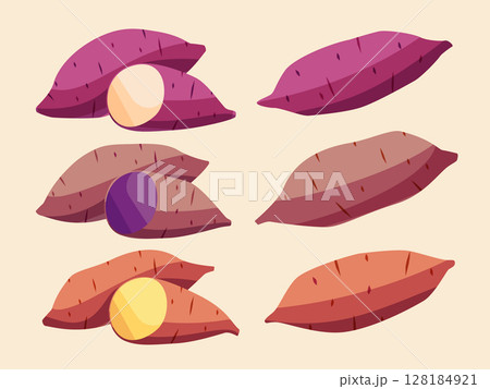 秋の野菜　3種類のさつまいものイラスト 128184921