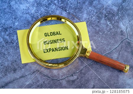 GLOBAL BUSINESS EXPANSION Concept Text. Global digital interface technology and networking concept 128185075