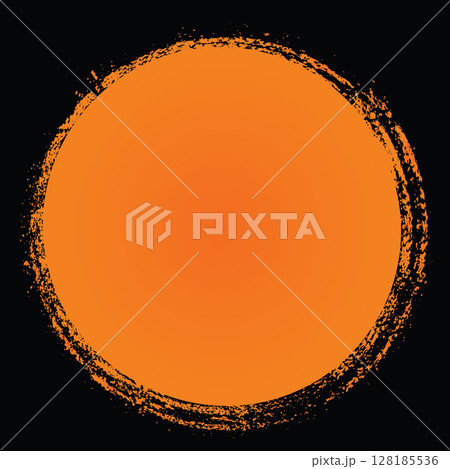 Halloween black template banner square background with grunge circle orange border 128185536