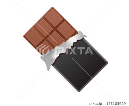 Brown block of dark chocolate bar icon with black packaging Brown block of dark chocolate bar icon with black packaging 128185629