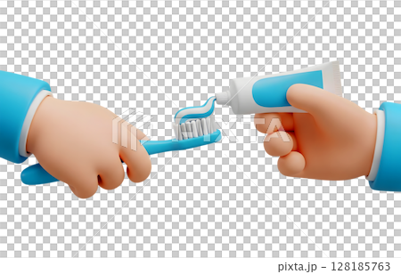 Toothpaste onto a Toothbrush Minimalist 3D Rendering in a Soft And Smooth Renderer 128185763