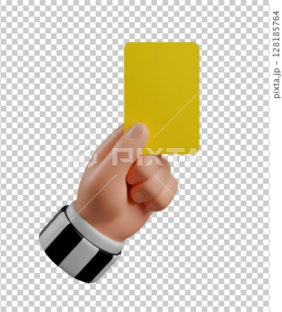Referee Holding a Yellow Card Minimalist 3D Rendering in a Soft And Smooth Renderer Referee Holding a Yellow Card Minimalist 3D Rendering in a Soft And Smooth Renderer 128185764