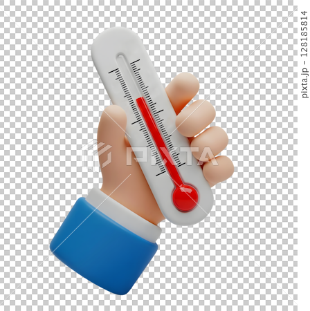 Hand Holding a Thermometer Minimalist 3D Rendering in a Soft And Smooth Renderer 128185814