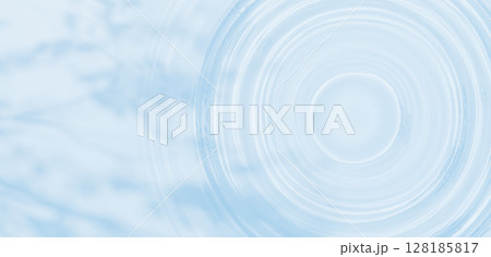 波紋と木の葉の影。俯瞰。3D画像。コピースペース。（横長） 128185817