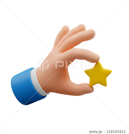 Hand Holding a Star Minimalist 3D Rendering in a Soft And Smooth Renderer 128185821