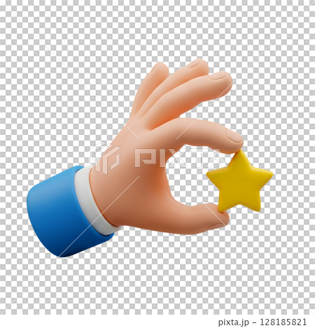 Hand Holding a Star Minimalist 3D Rendering in a Soft And Smooth Renderer 128185821