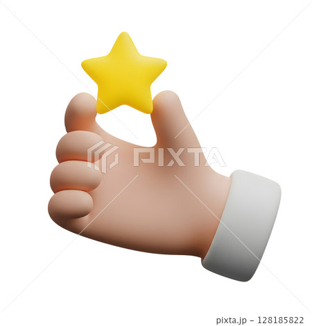 Hand Holding a Star Minimalist 3D Rendering in a Soft And Smooth Renderer 128185822