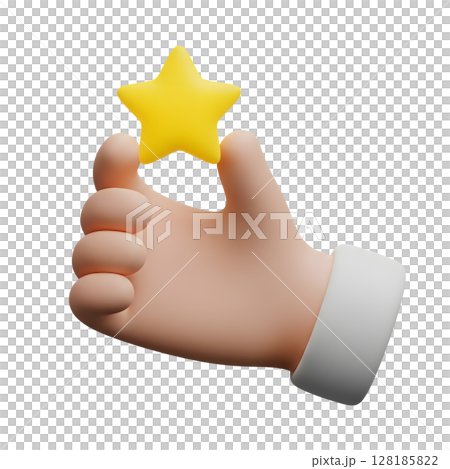 Hand Holding a Star Minimalist 3D Rendering in a Soft And Smooth Renderer 128185822