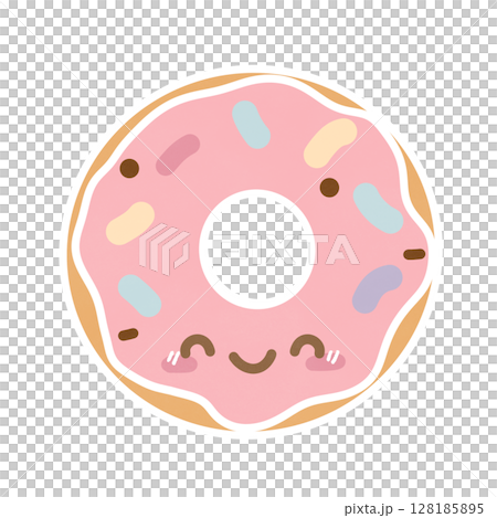 Cute pink  donut 128185895