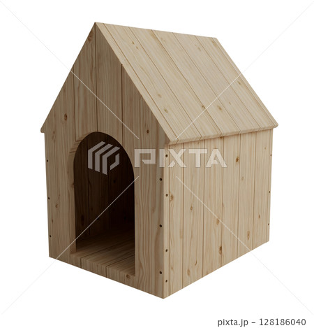 Classic Wooden Dog House Minimalist 3D Rendering in a Soft And Smooth Renderer Classic Wooden Dog House Minimalist 3D Rendering in a Soft And Smooth Renderer 128186040