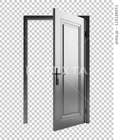 Open steel Interior Door Minimalist 3D Rendering in a Soft And Smooth Renderer 128186051