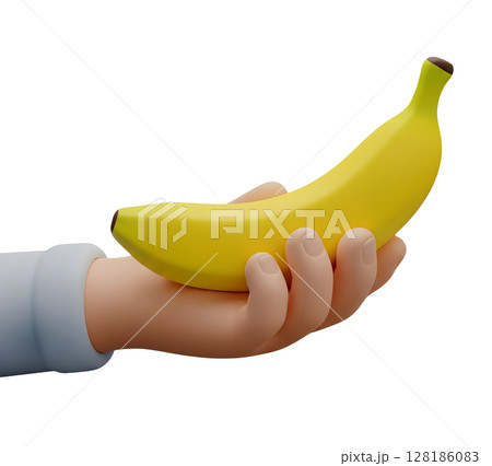 Hand Holding a Banana Minimalist 3D Rendering in a Soft And Smooth Renderer Hand Holding a Banana Minimalist 3D Rendering in a Soft And Smooth Renderer 128186083