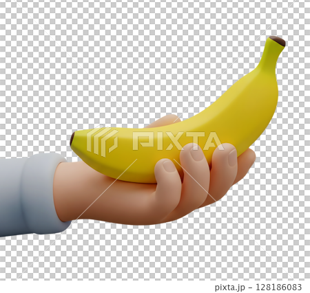 Hand Holding a Banana Minimalist 3D Rendering in a Soft And Smooth Renderer Hand Holding a Banana Minimalist 3D Rendering in a Soft And Smooth Renderer 128186083