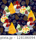 美味しそうなかき氷のシームレスパターン 128186094