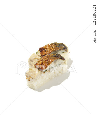 焼鯖のお寿司を白背景で撮影 焼鯖のお寿司を白背景で撮影 128186221