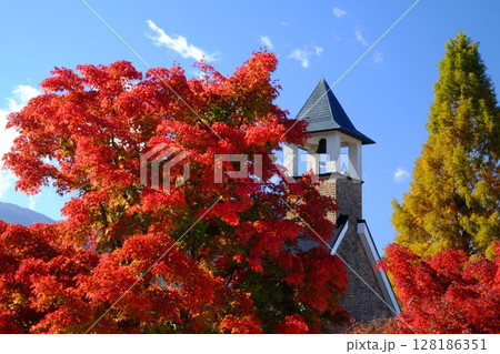 青空に映える釣鐘と紅葉 【相模原市津久井 11月】 青空に映える釣鐘と紅葉 【相模原市津久井 11月】 128186351