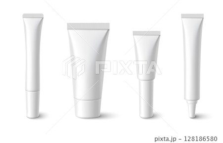 Lip tube set with white plastic squeeze containers Lip tube set with white plastic squeeze containers 128186580