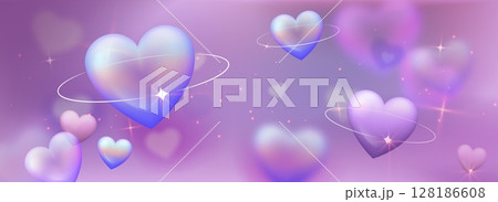Y2k hearts with orbital rings and gradient bg 128186608