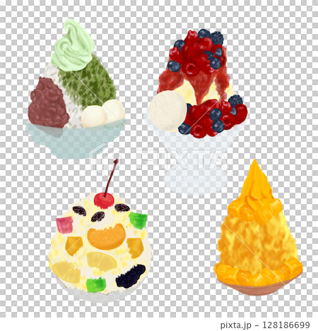 色彩繽紛、美味可口的刨冰 色彩繽紛、美味可口的刨冰 128186699