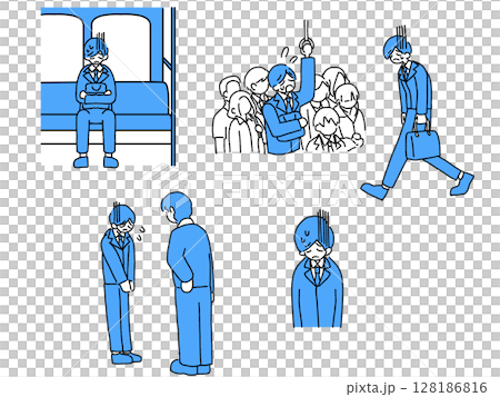 因通勤或被責罵而疲憊不堪的男辦公室職員 128186816