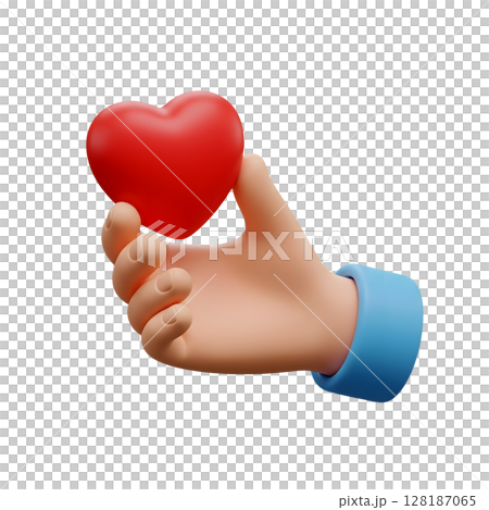 Hand Holding a Red Heart Minimalist 3D Rendering in a Soft And Smooth Renderer Hand Holding a Red Heart Minimalist 3D Rendering in a Soft And Smooth Renderer 128187065