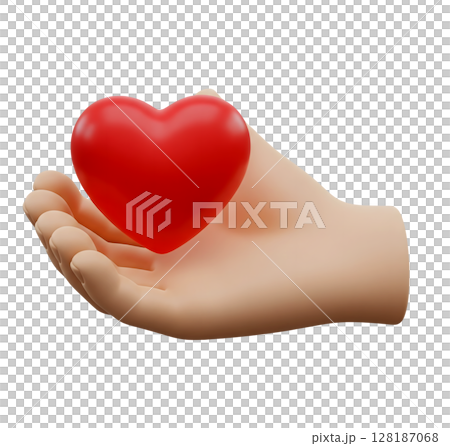 Hand Holding a Red Heart Minimalist 3D Rendering in a Soft And Smooth Renderer Hand Holding a Red Heart Minimalist 3D Rendering in a Soft And Smooth Renderer 128187068