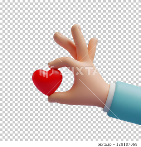 Hand Holding a Red Heart Minimalist 3D Rendering in a Soft And Smooth Renderer Hand Holding a Red Heart Minimalist 3D Rendering in a Soft And Smooth Renderer 128187069