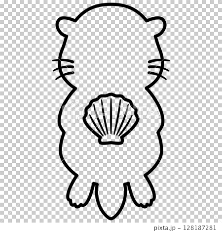 仰向けになったラッコの線画 128187281