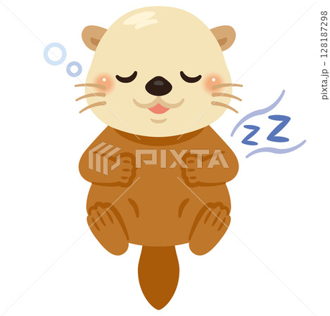 仰向けで眠るラッコのイラスト 仰向けで眠るラッコのイラスト 128187298