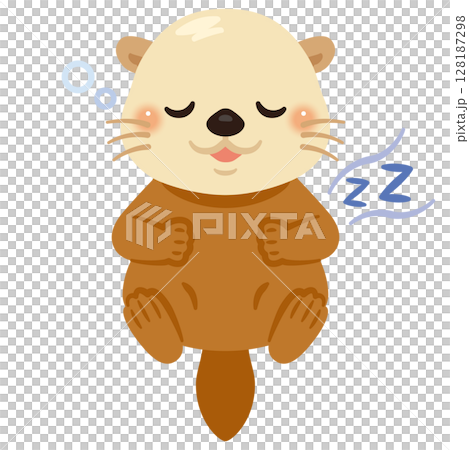 仰向けで眠るラッコのイラスト 仰向けで眠るラッコのイラスト 128187298