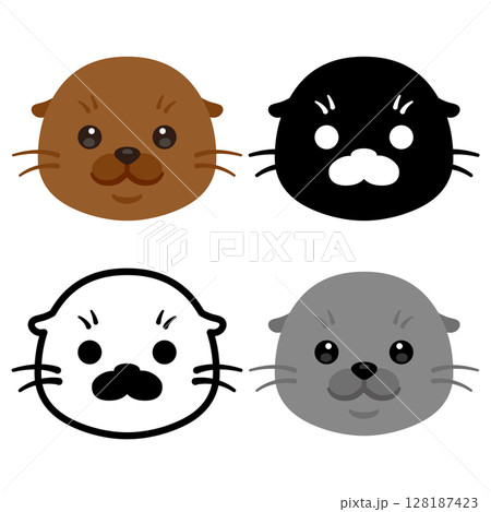 アシカの顔アイコンセット 128187423